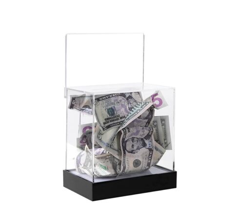 Plexiglass box supplier custom acrylic light up charity box DB-140