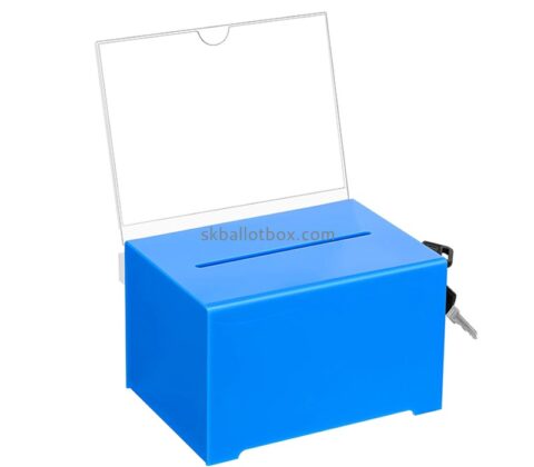 Plexiglass box manufacturer custom acrylic voting box with sign holder BB-2896