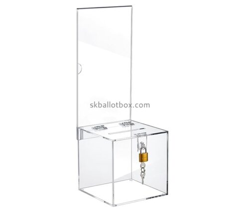 Lucite products supplier custom acrylic suggestion box with lock and sign plate BB-096