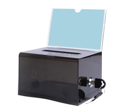 Plexiglass boxes manufacturer custom acrylic ballot box with sign holder BB-2889