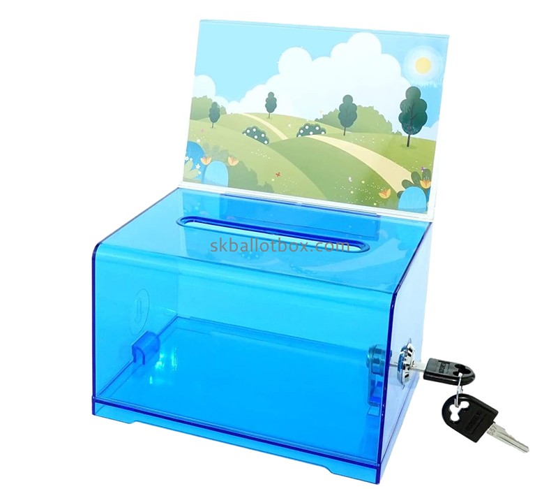 China lucite supplier custom acrylic voting box with lock and sign holder BB-2881