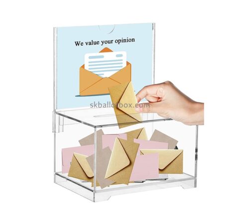 Lucite products manufacturer custom acrylic comment box with lock and sign holder SB-079