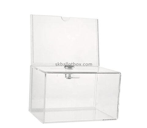 China lucite manufacturer custom acrylic ballot comment box with lock and sign holder BB-2869