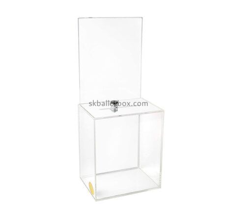 Lucite box supplier custom acrylic election ballot box with lock and sign holder BB-2861