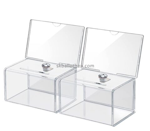 Plexiglass box supplier custom acrylic election box with lock & sign holder BB-2857