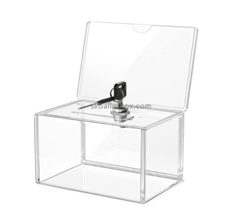 Acrylic boxes manufacturer custom plexiglass ballot box with lock and sign holder BB-2847