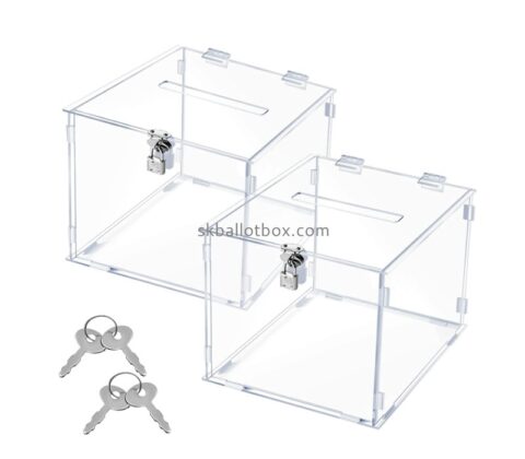 Lucite boxes supplier custom acrylic voting container with lock BB-2845