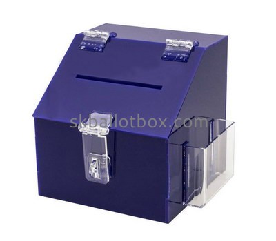 Custom purple acrylic ballot box with brochure holder BB-2716