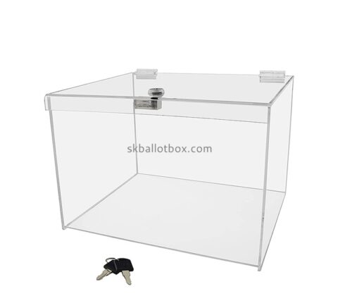 Lucite boxes supplier custom acrylic donation box with lock DB-095