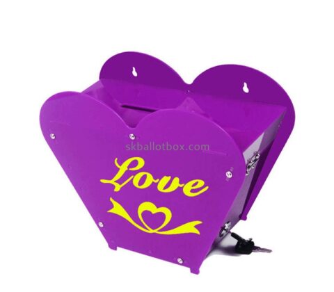 Acrylic boxes manufacturer custom plexiglass heart shape charity box DB-088