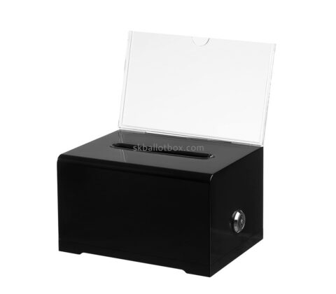 Custom perspex ballot box plexiglass election box with sign holder BB-2836