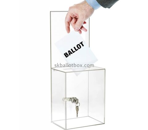 Bespoke plexiglass ballot box acrylic eletion box with sign holder BB-2832