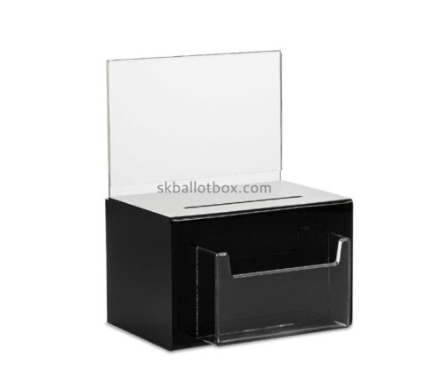 Custom acrylic ballot box with brochure holder and sign holder BB-2831