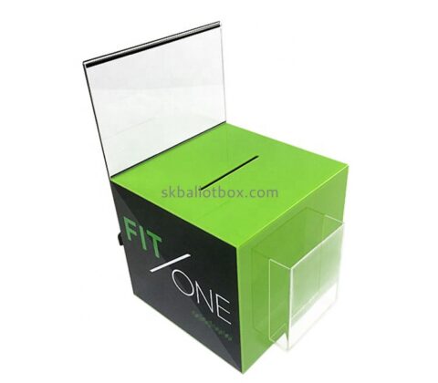 Acrylic manufacturer custom plexiglass ballot box with sign and brochurer holder BB-2809