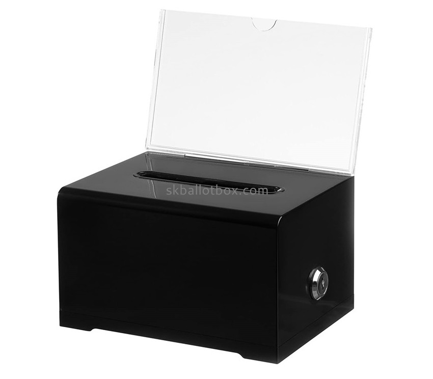 Plexiglass manufacturer custom acrylic suggestion box with sign holder BB-2808