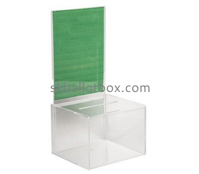 Custom acrylic ballot box with sign holder BB-2758