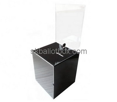 Custom black acrylic ballot box with sign holder BB-2719