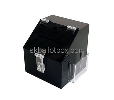 Custom black acrylic ballot box with brochure holder BB-2717