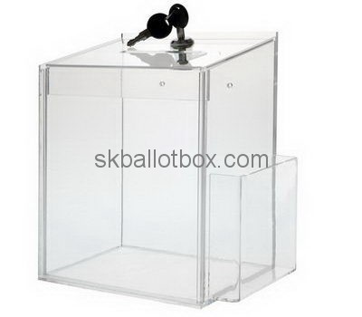 Customize clear acrylic ballot box with brochure holder BB-2709