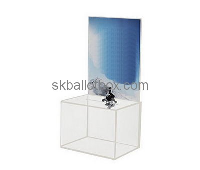 Customize lucite locking donation box BB-2526