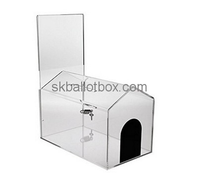 Customize acrylic house shaped donation box BB-1767