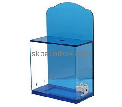 Bespoke blue acrylic lockable donation boxes BB-1611