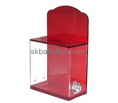 Bespoke red acrylic suggestion box with lock BB-1514