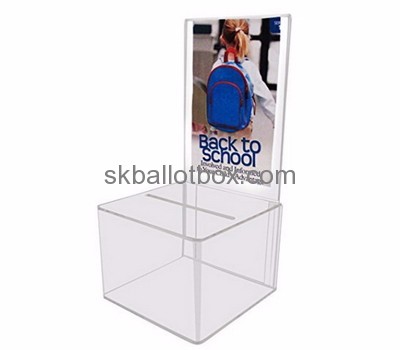 Box factory custom acrylic display cases clear ballot box with lock BB-414