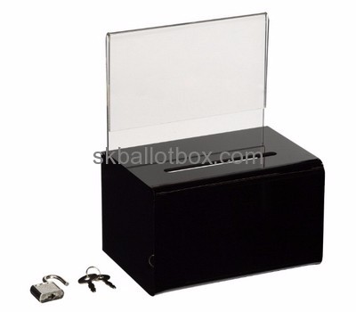 Custom black acrylic ballot box with lock BB-272