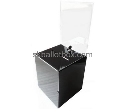 Customized acrylic charity box plastic charity collection boxes locking donation box DB-047