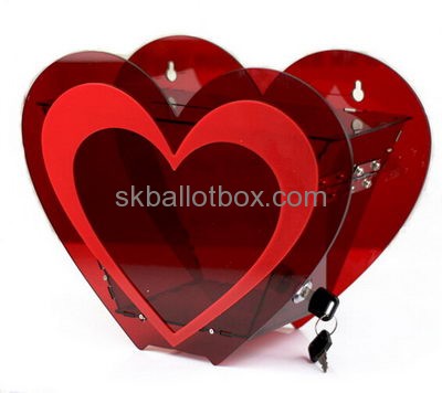 Customized acrylic red donation box plastic collection boxes donation boxes cheap DB-044