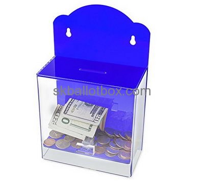 Customized perspex donation box blue donation boxes charity box DB-032