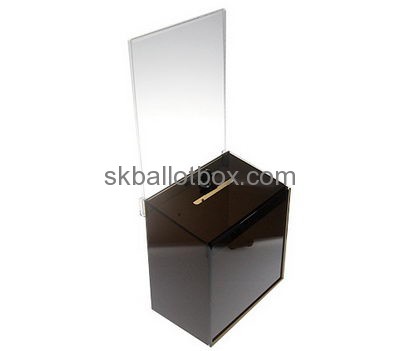 China acrylic box factory clear polycarbonate box black ballot box BB-037