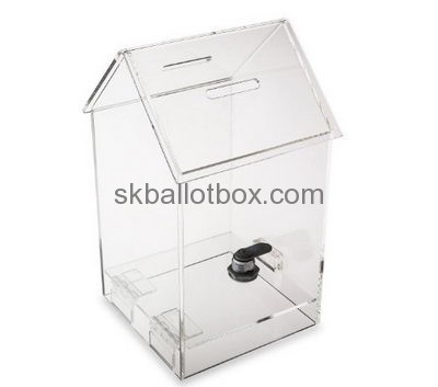 Hot sale acrylic donation cans fundraising buckets clear donation box with lock DB-004