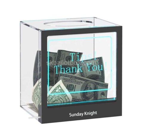 Wholesale custom acrylic tip jar with LED light