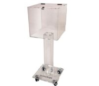 Wholesale custom acrylic floor standing charity box with wheels