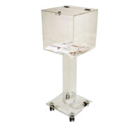 Wholesale custom acrylic floor standing suggestion box with wheels