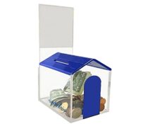 Wholesale custom acrylic dog house shape charity box