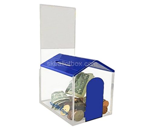 Wholesale custom acrylic dog house shape charity box