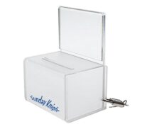 Wholesale custom acrylic charity box with sign slot